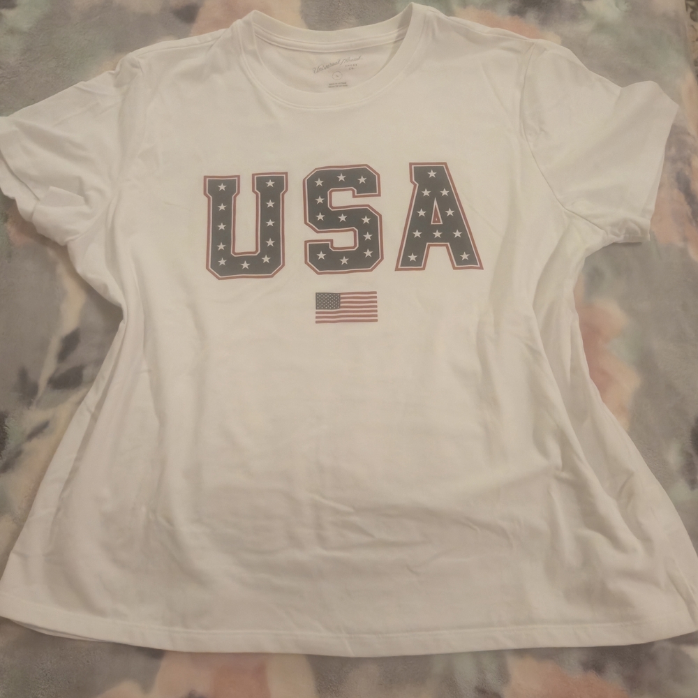 White USA Graphic Women's Top